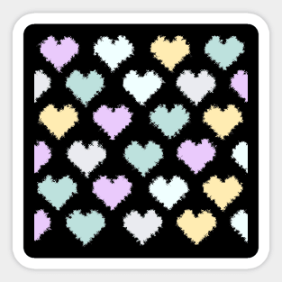 Pencil Stroke Pastel Hearts Pattern Sticker